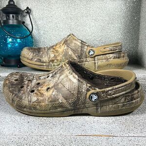 Crocs Camo Lined Clogs Mules Shoes Size 10
